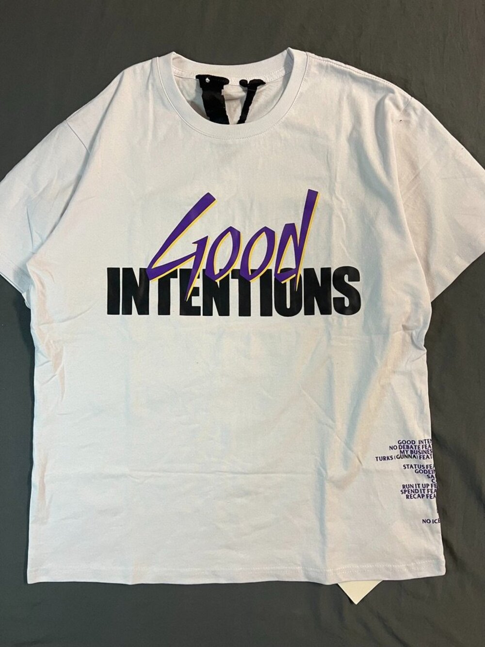 NWT Vlone Good Intentions Men’s Large White And Purple T Shirt. Doves